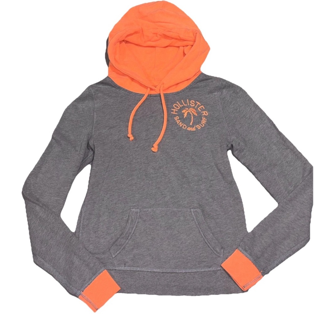 Hollister Y2K Pullover Hoodie Woman’s Formed Blaze Orange / Grey Size Small